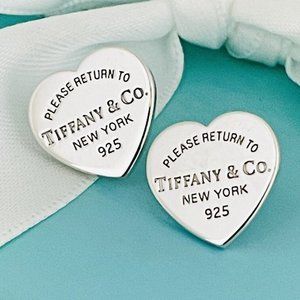 LARGE 0.50" Please Return to Tiffany & Co Heart Tag Stud Earrings